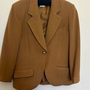 Classic Women's Brown Wool/ cashmere Blend Blazer Jacket